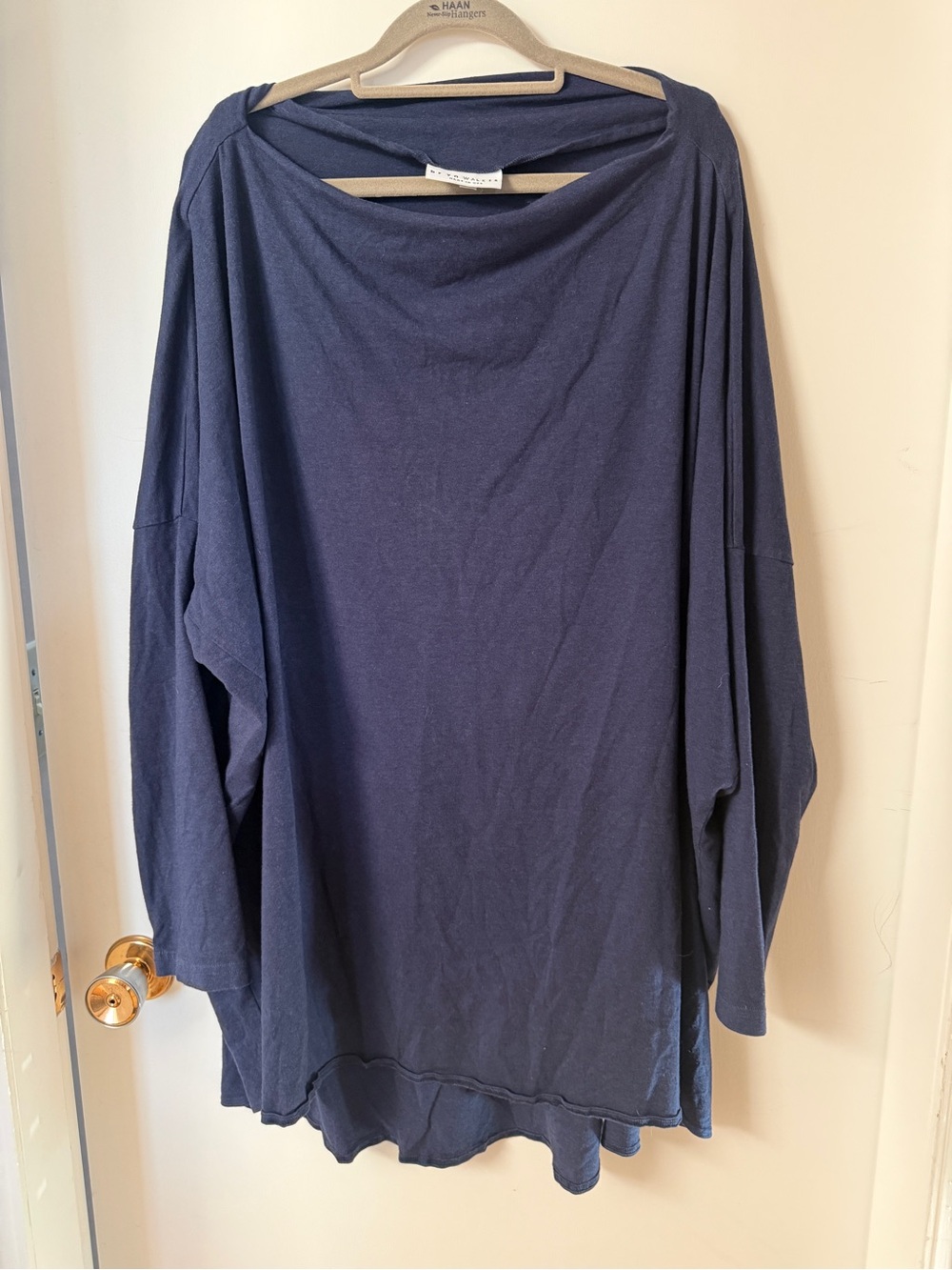 Bryn Walker XL Navy Bamboo Organic Cotton Oversized Lagenlook Tunic Made USA